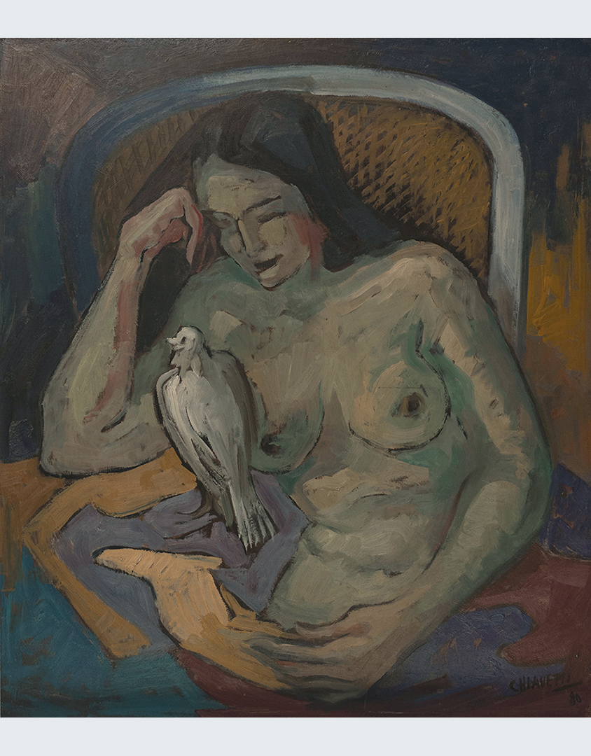 Cuadro de Desnudo con Paloma